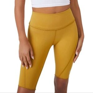 FREE People Yellow Mustard Heart Rate Biker Shorts Size Small in Alchemy